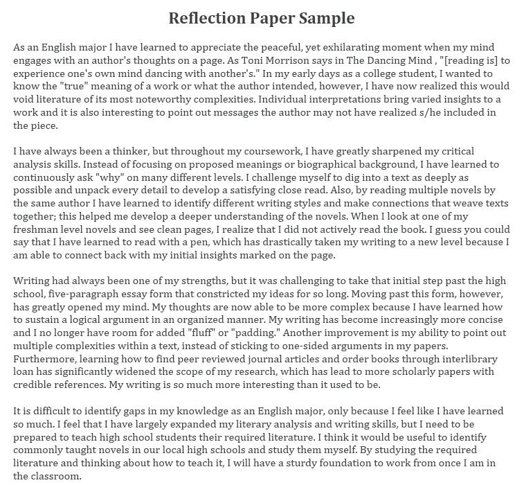 critical reflection research paper example